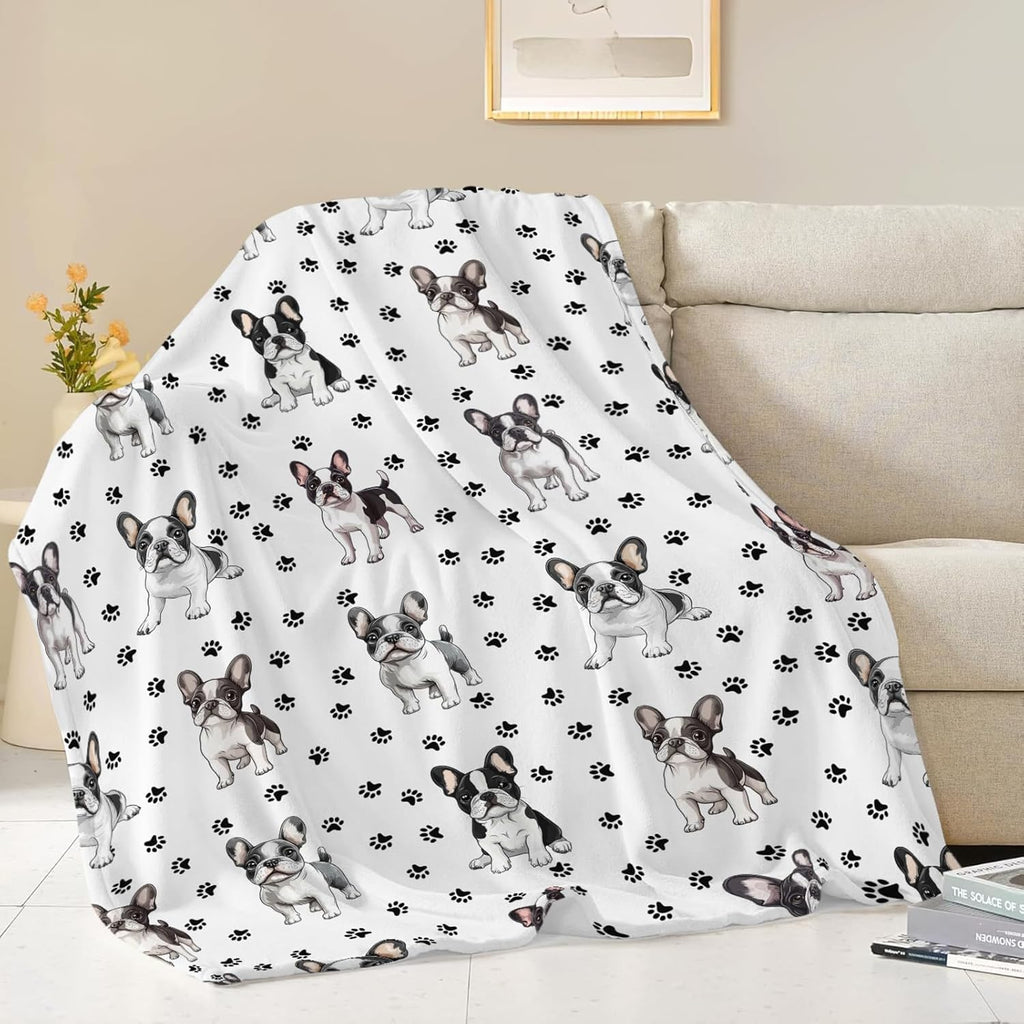 Boston Terrier Throw Blanket French Bulldog Frenchie Puppy Stuff Gifts for Dog Lover Kids Girls Boys Adults Women Men Soft Cozy Warm Plush Fluffy Fuzzy Fleece Blanket Decor 40''X50''