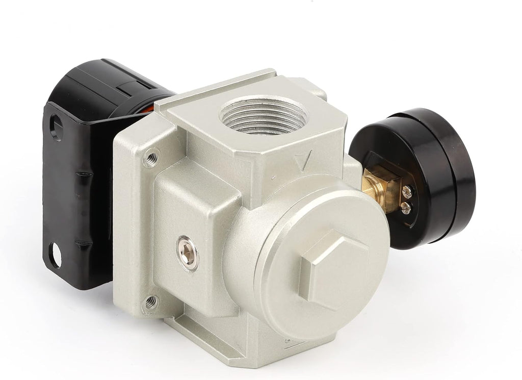 SNS Air Compressor Pressure Regulator With Bracket and Gauge Female Thread 1'' NPT 0-150 PSI Adjustable AR5000-N10