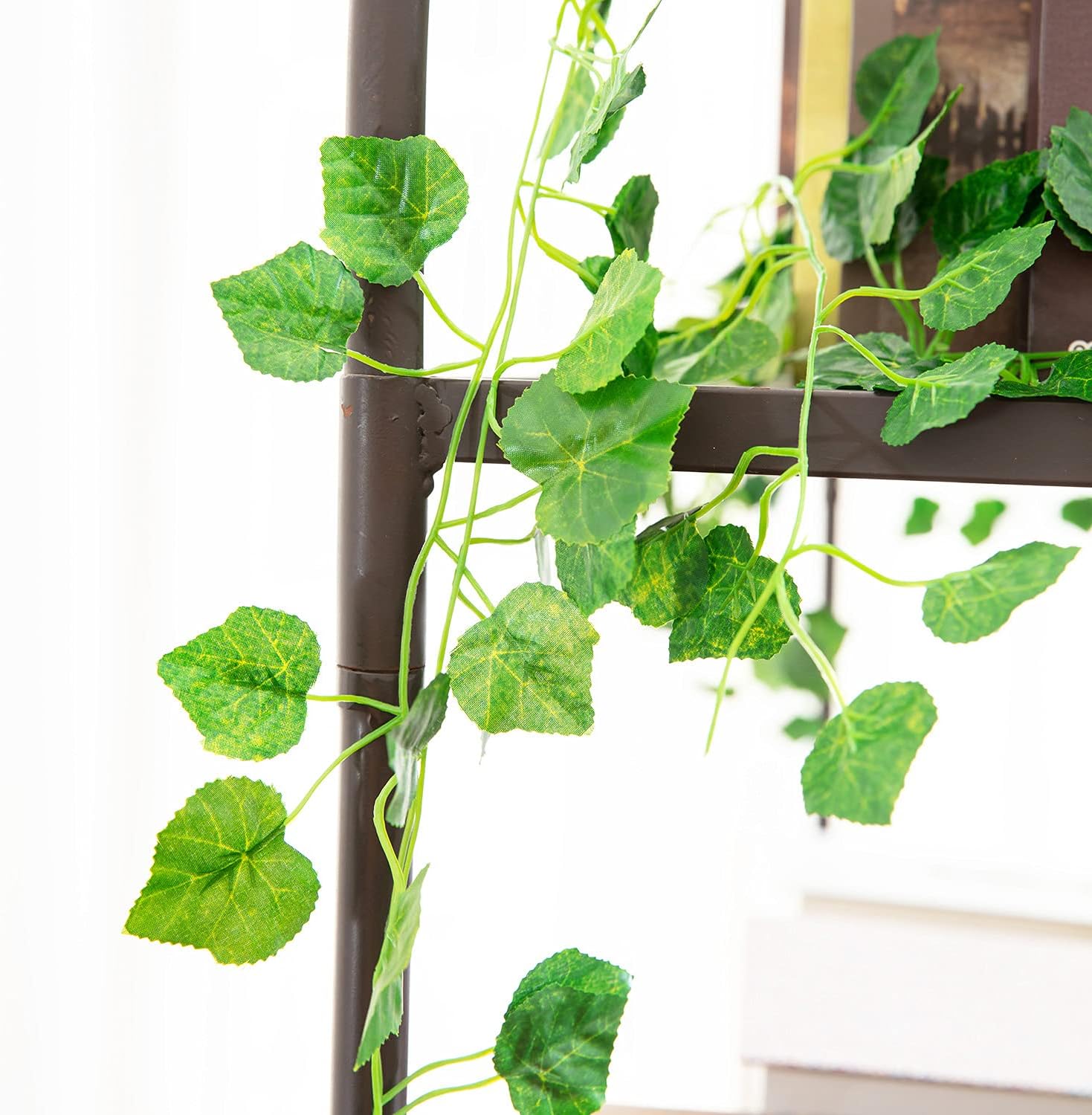 Naidiler 12 Pcs Green Garland Greenery Vines for Wedding Decorations, Rustic Theme Jungle Forest and Boho Shower Party Decorations, Hanging Leaf Garlands for Outdoor Garden Party Décor