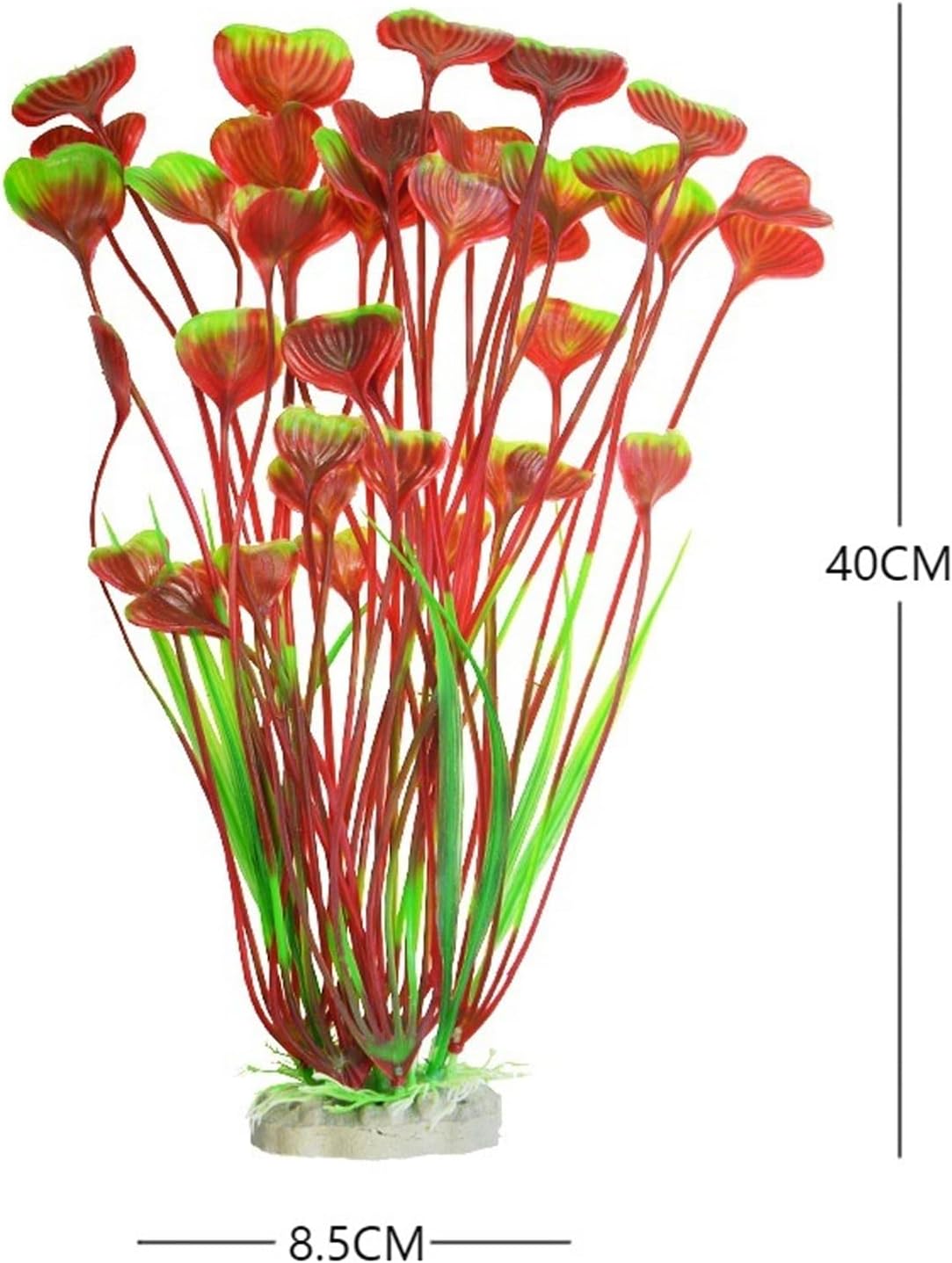 2PCS Aquarium Decor Plastic Plants, Large 16 Inches Artificial Fish Tank Plants (Red)