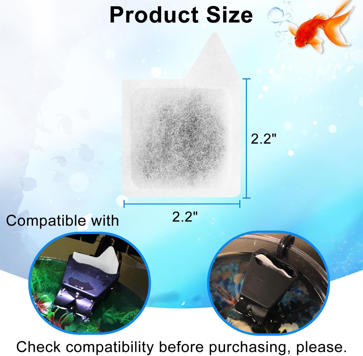 6 Pack XS Replacement Filter Cartridge for Tetra Whisper Extra Small Fish Tanks Filters, Extra Small Filter Cartridges Replacement for Aquarium Filter to 3 Gallons