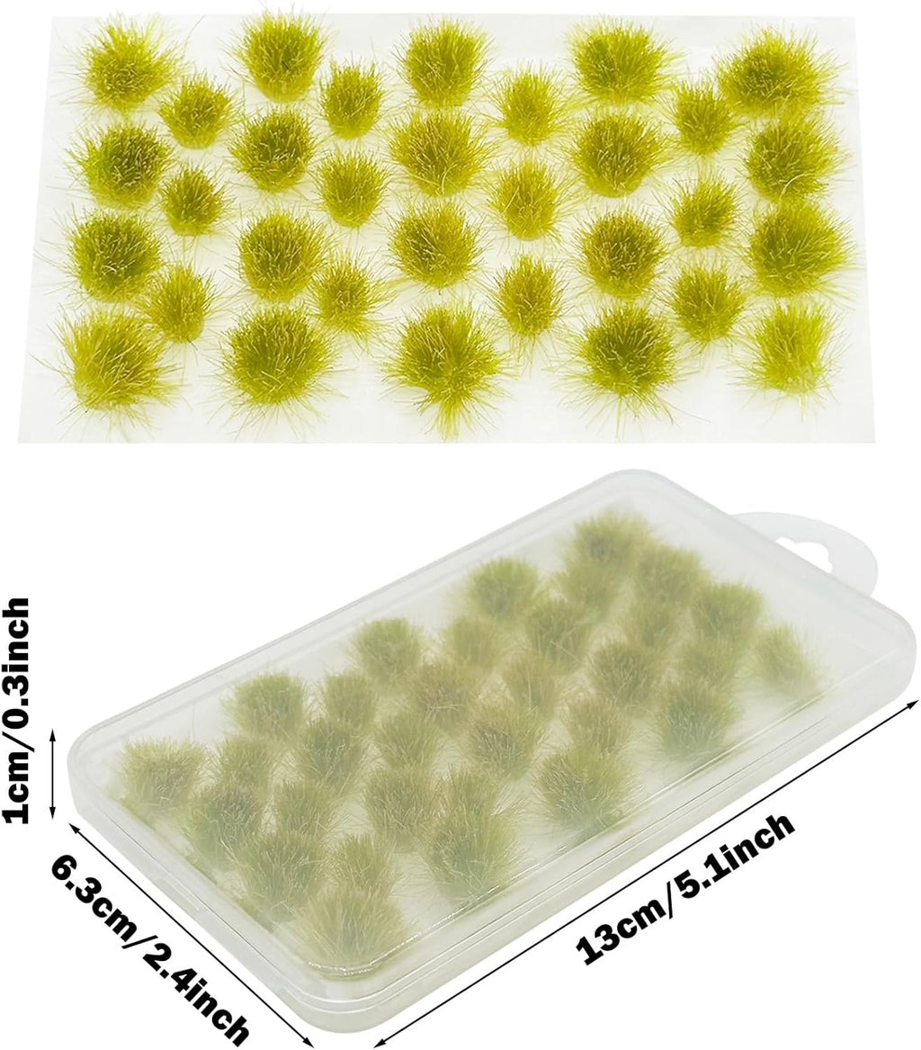 Cayway 64 PCS Static Grass Tuft Green Model Grass Tufts Railway Artificial Grass Miniature Grass Tuft Terrain Kit for DIY Model Railway Fairy Garden Diorama Scenery