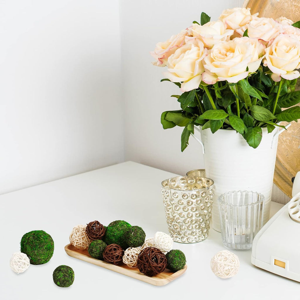 Yunsailing 36 Pcs Moss Decorative Balls for Centerpiece Bowls and Rattan Wicker Balls Handmade Moss Balls Orbs Moss Vase Filler for Garden Wedding Home Decoration