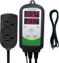Inkbird ITC308S Freezer Temperature Controller Heating Cooling Plug Thermostat Pre Wired Digital 2 Stage Temp Control Outlet for Greenhouse Heater Cooler Incubator Reptile with Short Probe Sensor
