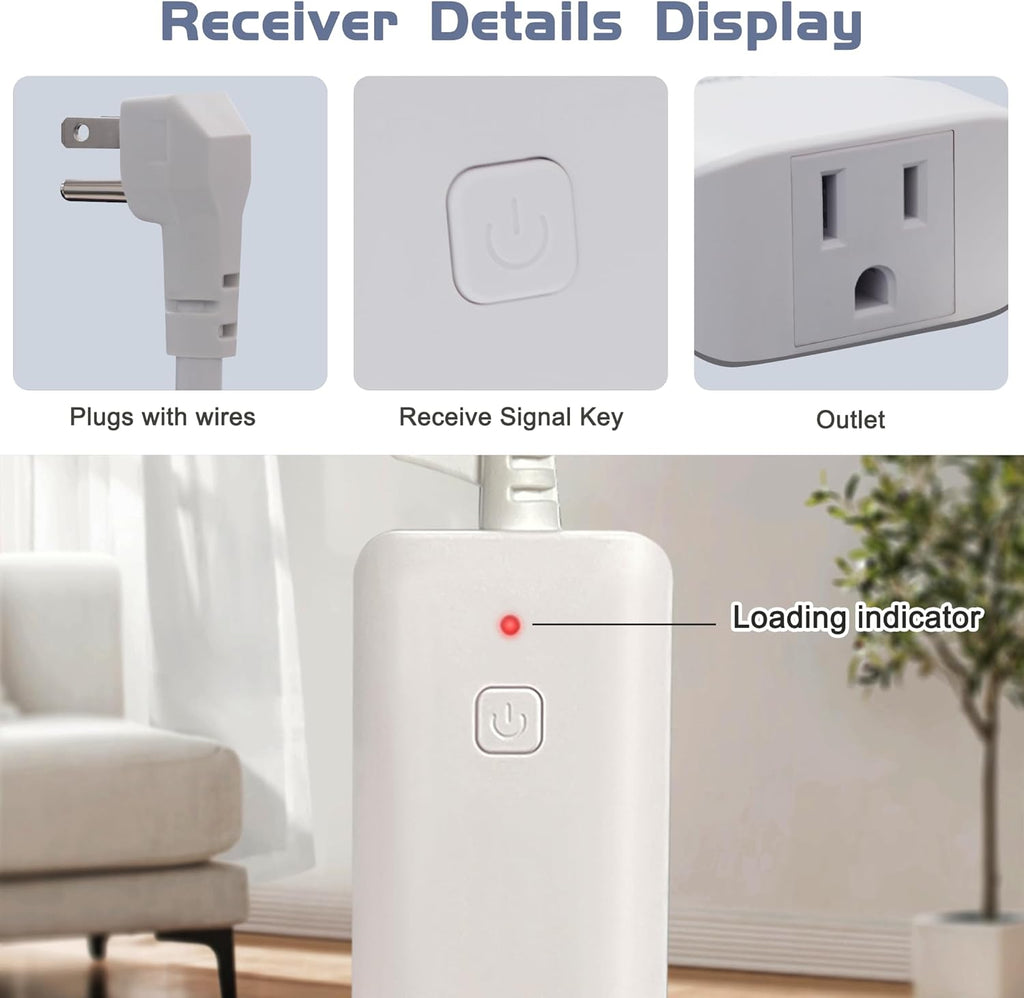 DIGITEN Wireless Thermostat Outlet Temperature Controlled Outlet with Power Cord for Heating and Cooling, Remote Control Plug in Thermostat 1800w for Space Heater, Fan, AC