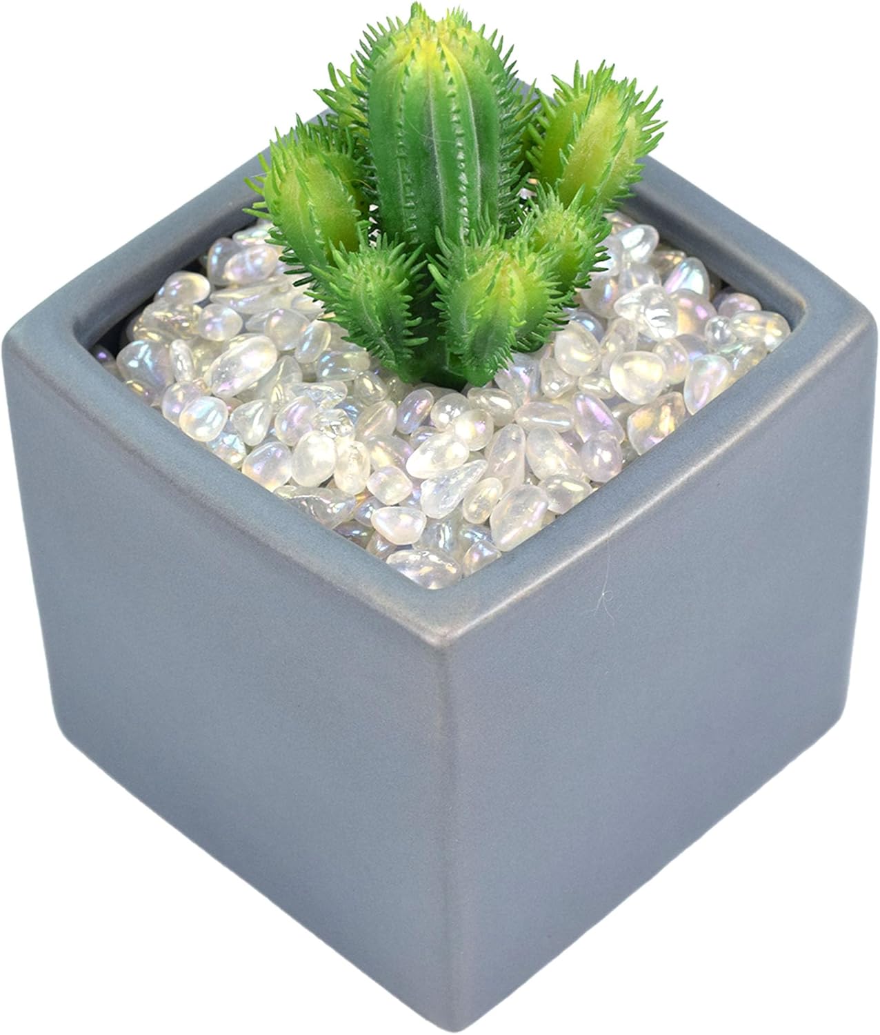 WAYBER 1Lb/460g Irregular Sea Glass Stones Artificial Crystal Gem Pebbles for Aquarium/Turtle Tank/Terrarium/Flowerpot/Vase Landscape Ornament Decoration, Hyun White