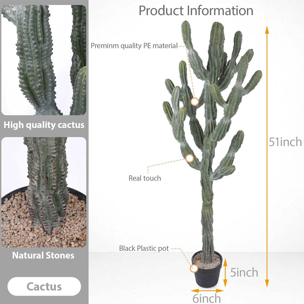 Artificial Cactus 51inch Faux Cacti Fake Saguaro Plants for Indoor Outdoor Home Office Garden Decor