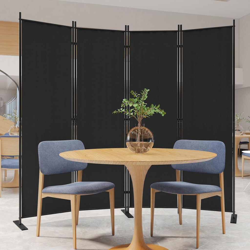 C-Hopetree 4 Panels Room Divider, 6 Ft Tall Indoor Folding Privacy Screen, Portable Partition Separator, Freestanding Separation Temporary Wall for Office, Bedroom, 80" W X 71" H, Black
