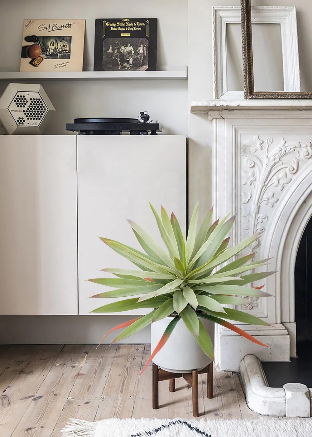 Briful Large Fake Agave Plant 17.3 Inch Artificial Yucca Potted Plants Outdoor Faux Agave Plants for Home Office Room Garden Front Porch Balcony Decor(Green)