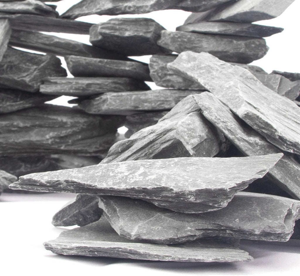 CFKJ [18 Pounds] Natural Slate Stone Rocks, 3 to 5 inch Slate Stone Rocks for Aquascaping, Aquariums, Terrariums, Amphibian Enclosures