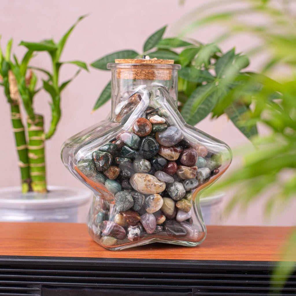 Polished Ocean Jasper Crystal Chips Set, 0.4", 128 Pcs - Handpicked Tumbled Stones and Crystals Bulk for Healing, Reiki, Meditation, Witchcraft and Home Decor