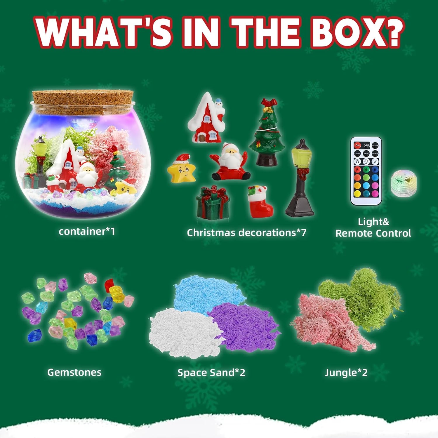 Christmas Light-Up Terrarium Kit for Kids - LED Night Light Birthday Gift for Girls Ages 4 5 6 7 8-12 Year Old - Christmas Toys DIY Arts and Crafts Kit for Kids - Best Presents for Girls