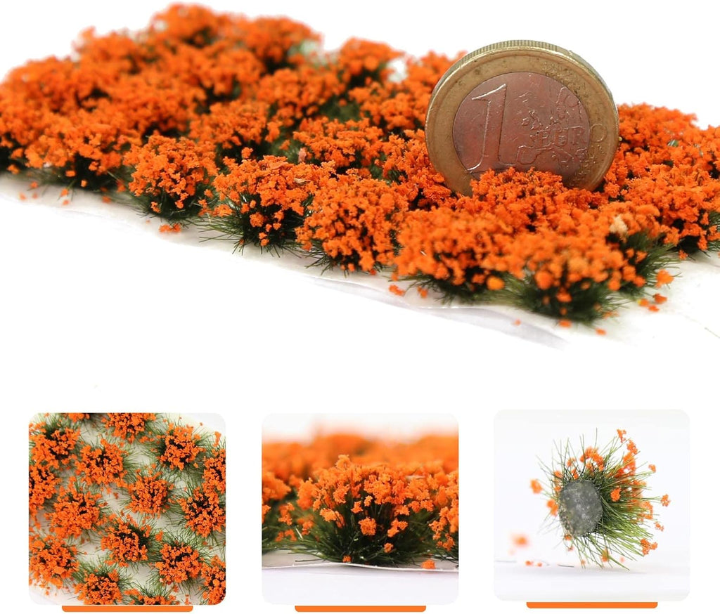 Miniature Vegetation Bushy Shrubs Tuft Flowers with Model Bases War Game DIY Railway Terrain Scenery (H)