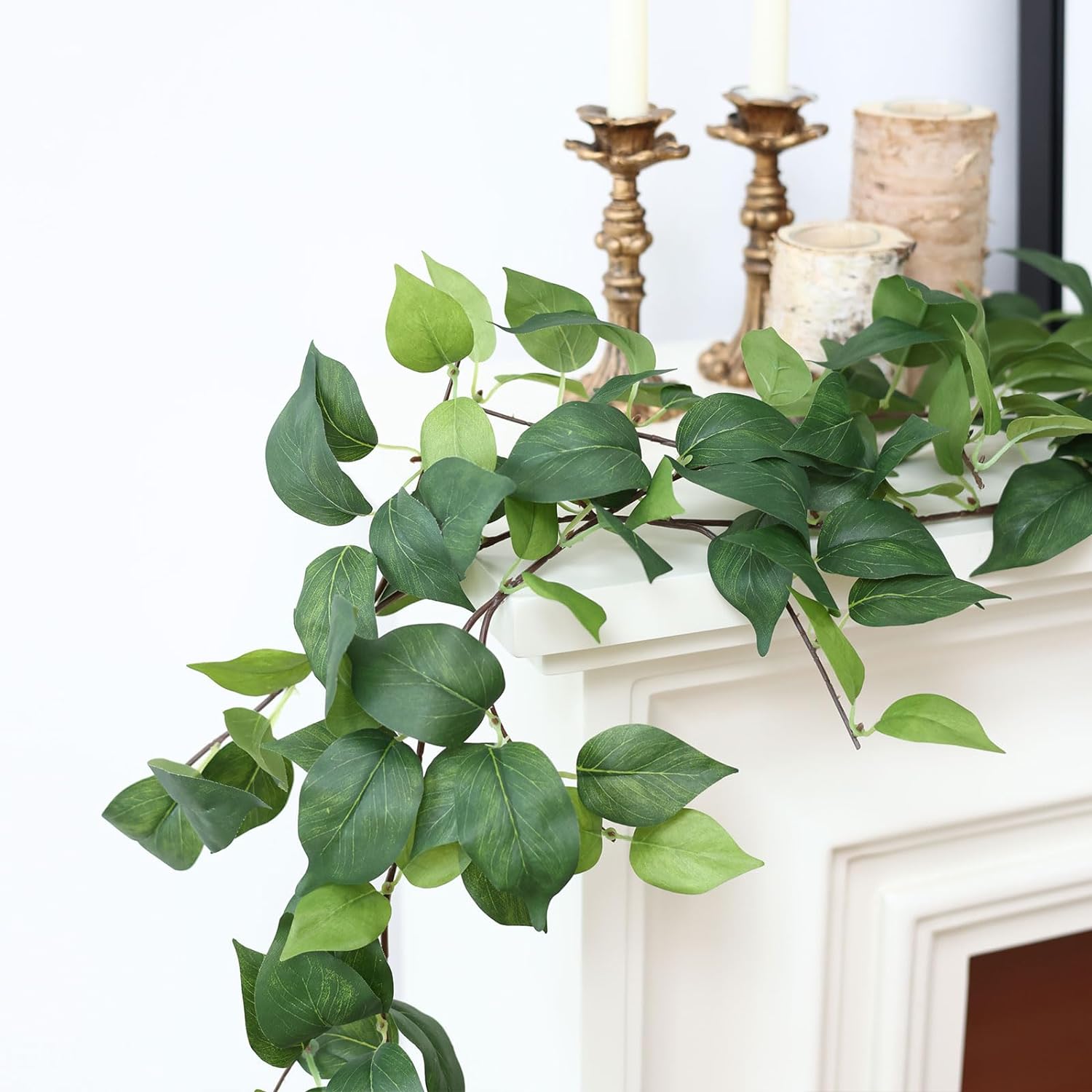 mizii 5 Pack 365" Artificial Scindaps Vines Garland Fake Vine with Silk Green Leaves Faux Hanging Plants Greenery Decoration for Bedroom Wall Party Wedding Room Home Decor