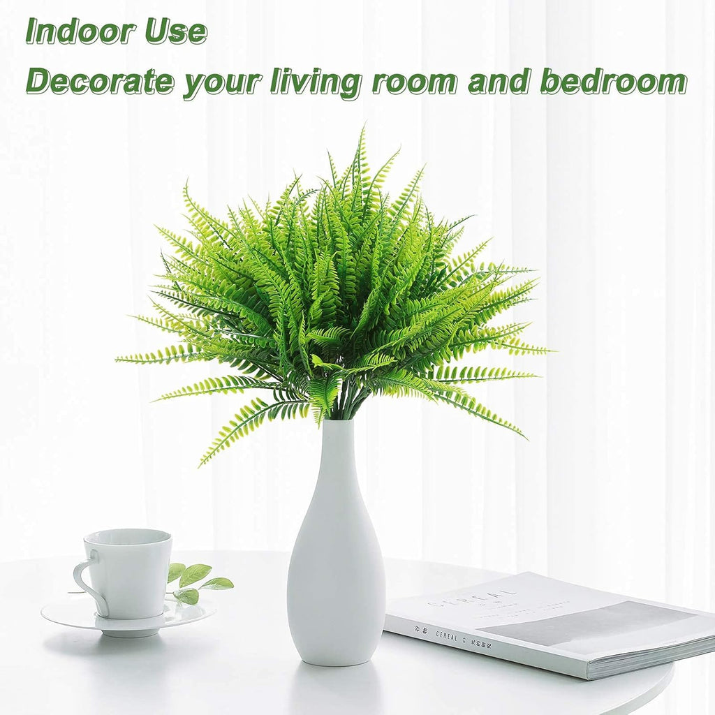 8 Pcs Fake Fern Outdoors - Ferns Artificial Plants for Outdoor Ferns Lifelike Boston Faux Fern Stems Indoor UV Resistant Outdoor Plants Artificial for Porch Greenery Decor