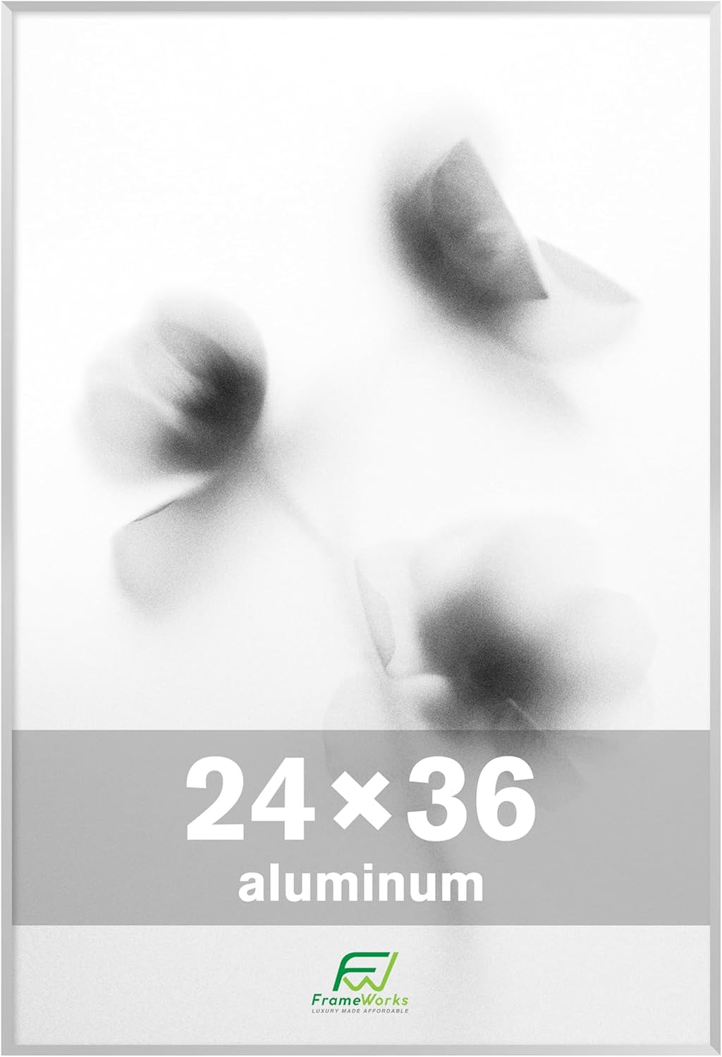 FrameWorks 24x36 Brushed Aluminum Poster Frames – Modern Brushed Metal Design w/Shatterproof Plexiglass, Perfect for Posters, Artwork, Paintings, Wall Displays – Home or Office Decor, Silver - 1 Pack
