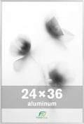FrameWorks 24x36 Brushed Aluminum Poster Frames – Modern Brushed Metal Design w/Shatterproof Plexiglass, Perfect for Posters, Artwork, Paintings, Wall Displays – Home or Office Decor, Silver - 1 Pack