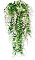Hanging Monkey Grass Artificial Plants with Lights Outdoor Faux Hanging Plants Indoor Artificial Hanging Plants Wall Decor Fake Hanging Planta for Wall House Room Patio Bedroom Decoration(White)
