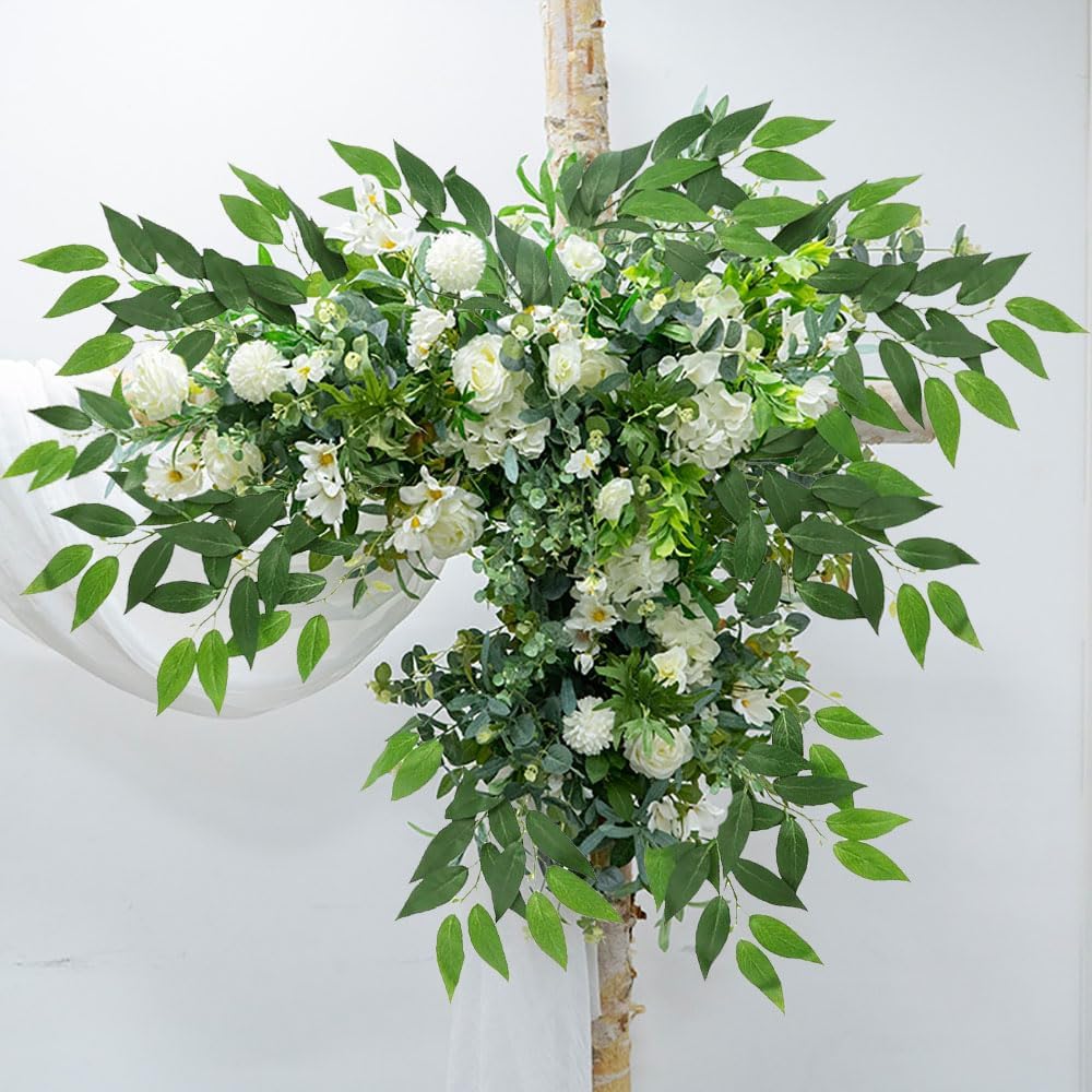 Artificial Italian Ruscus Greenery Stems, 20 Pack Faux Green Leaf Garland Branches Hanging Greenery Spray for Wedding Bouquet Arch Table Centerpiece Home Decor