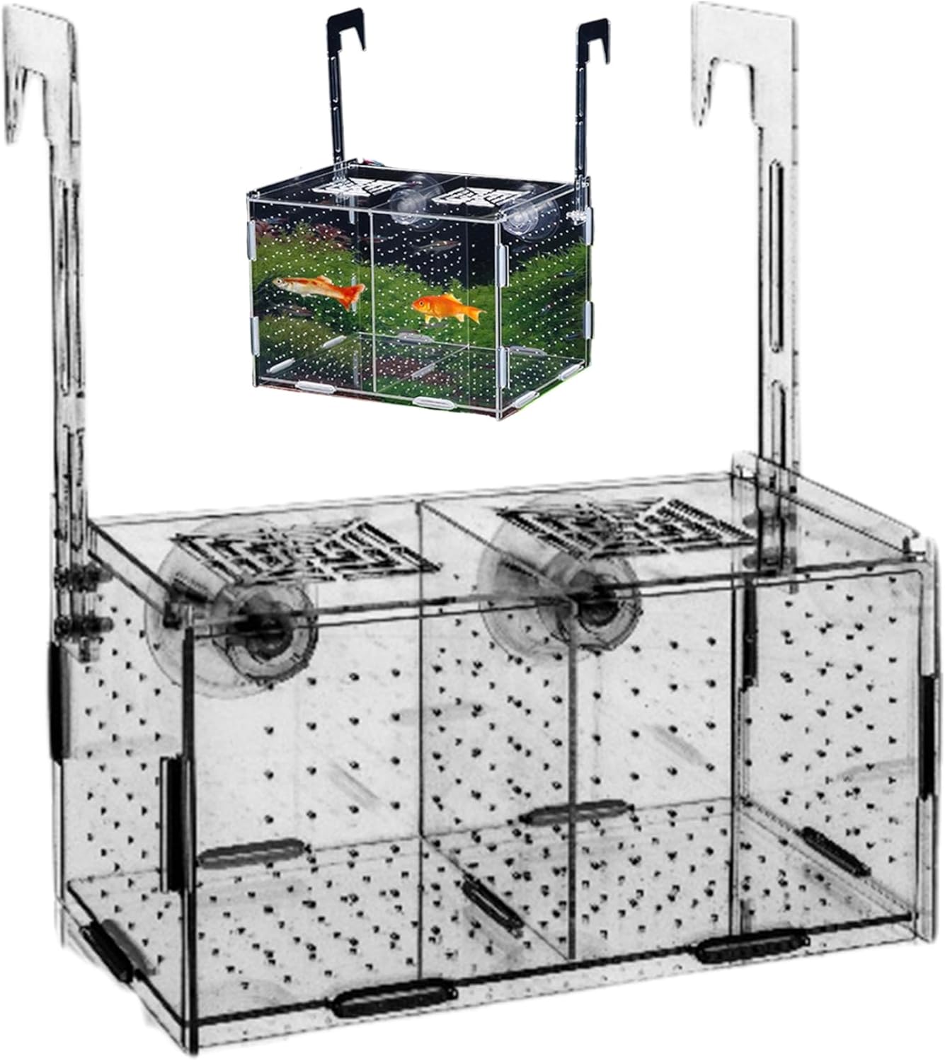 8x4x4 Transparent Insulation Fish Breeding Box Detachable Acrylic Small Fish Tank with Suction Cups for Shrimp Clown and Guppy Breeder Box