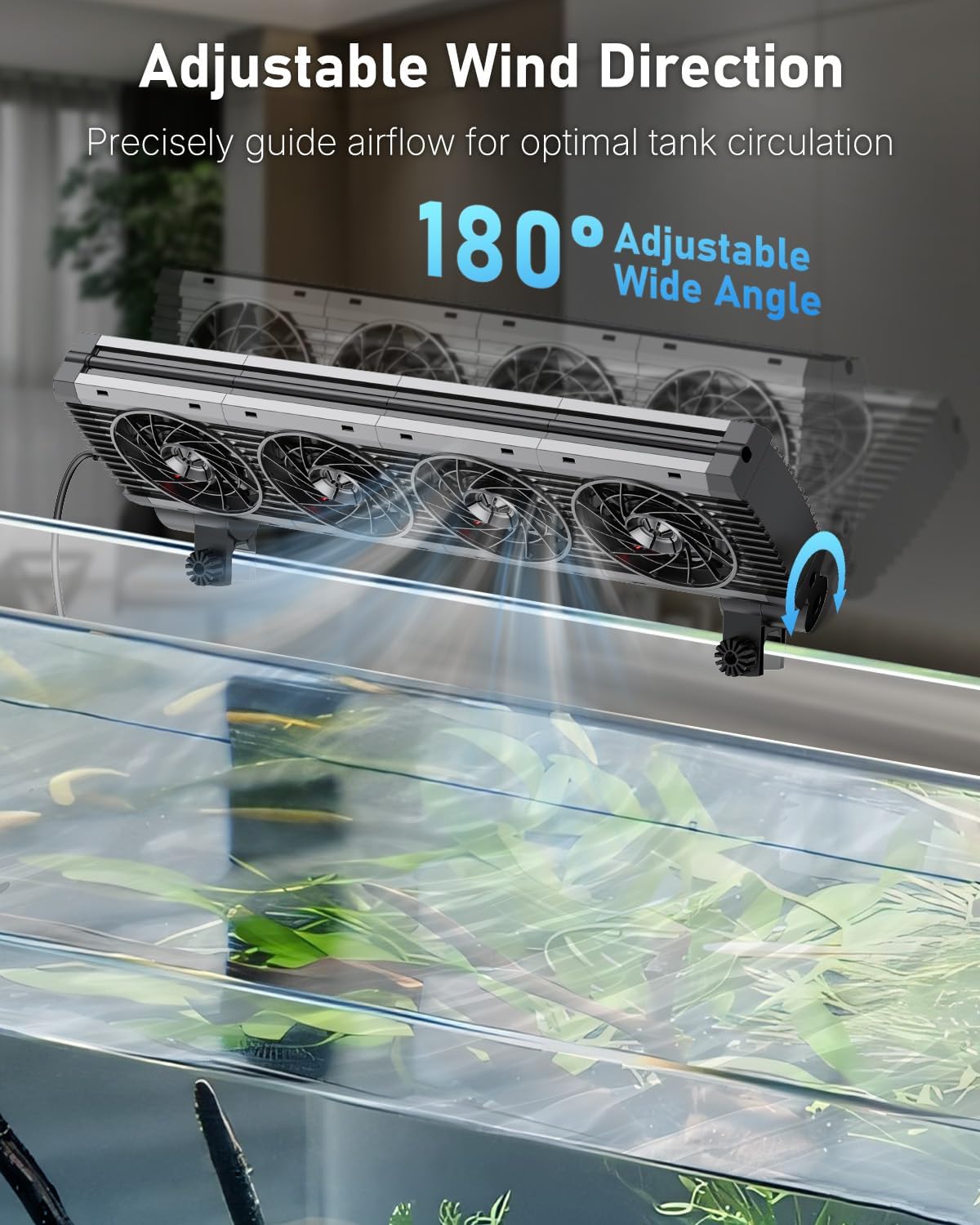 Pawfly Aquarium Chiller Fan, Fish Tank Cooling Fans with 5 Speed Modes & Timer, Terrarium Fan Water Chiller for Freshwater and Saltwater Tanks