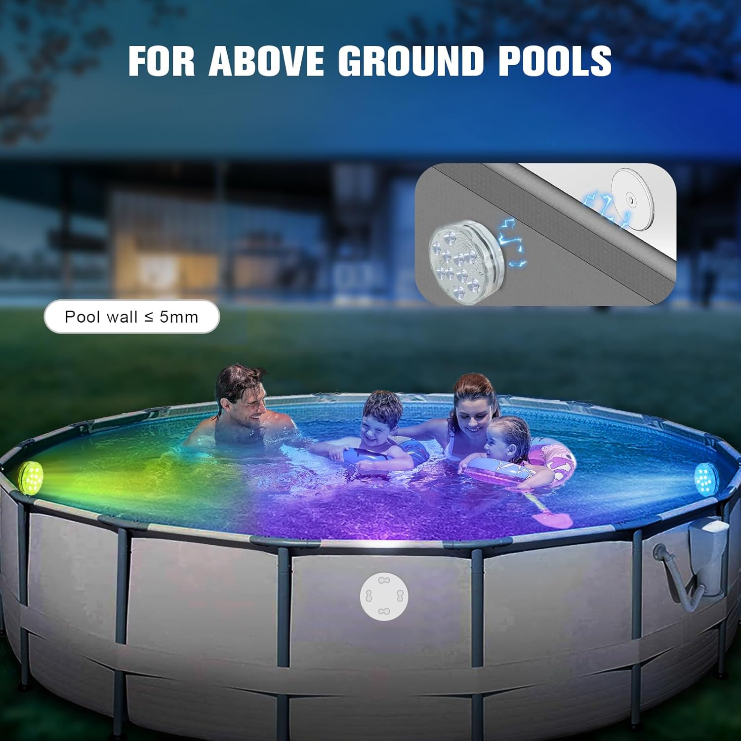 Rechargeable Submersible Pool Lights with Remote, Waterproof Underwater Charging Battery Operated Controlled 25 Color Changing LED with Magnet Floating Lights Pool Pond Decoration (2 Pack)