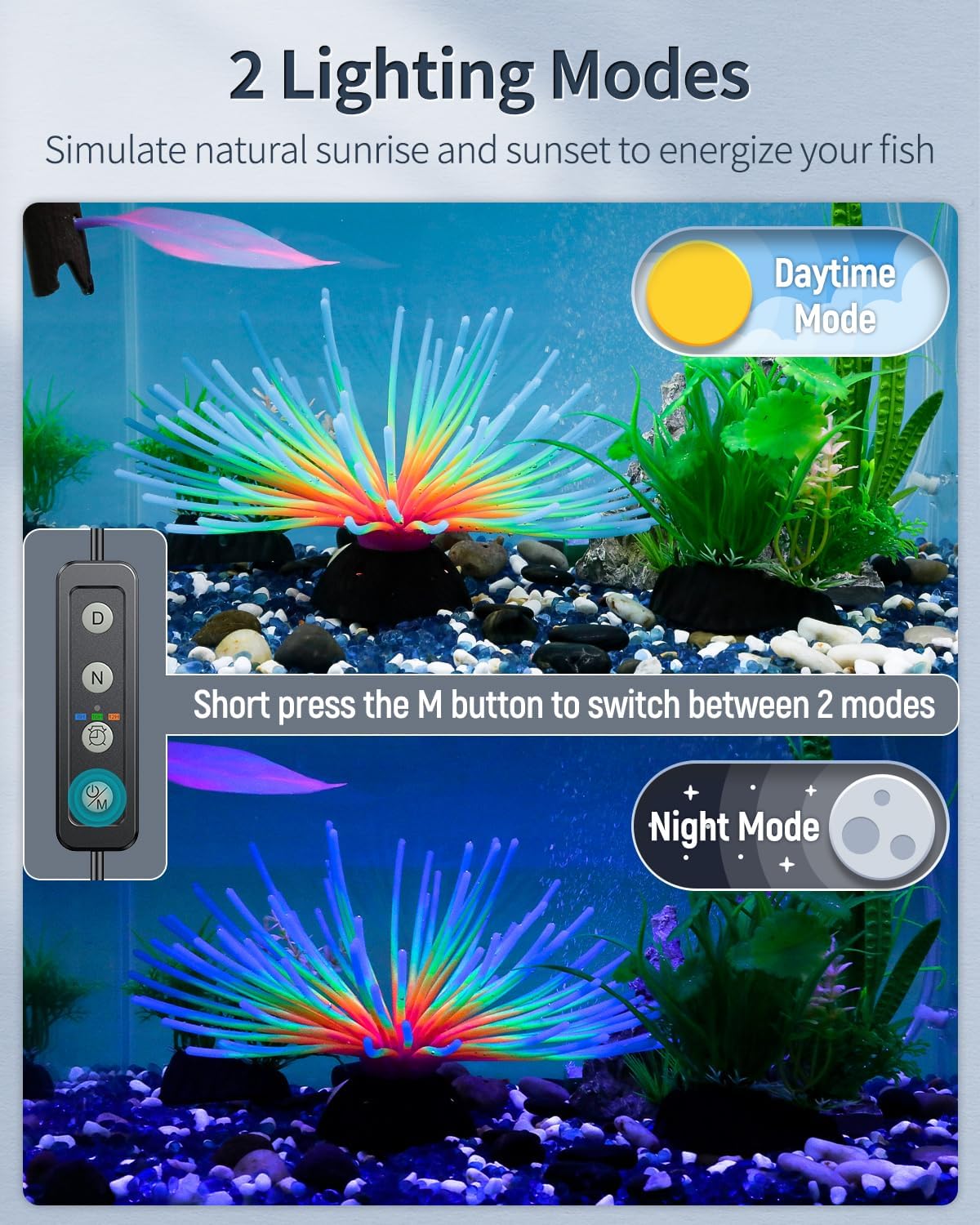 Pawfly 21W Aquarium LED Light for 30 to 36 Inch Extendable Fish Tank Light with Full Spectrum Brilliant White Blue Red Lights with Daytime & Night Modes Timer Auto On/Off Adjustable Brightness