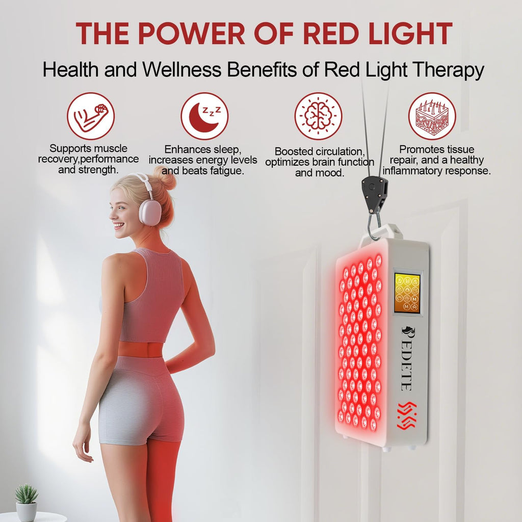Red Light Therapy for Face and Body, 630nm 660nm 810nm 850nm and 940nm 5 Wavelengths Near Infrared Light Therapy Panel, 70 Dual Chip Beads Red Light Therapy Device for Skin Care, Sleep, Pain Relief.
