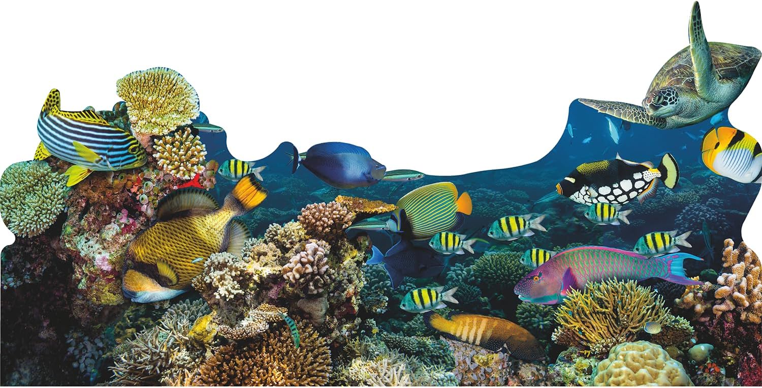 SP13144 Under Water Deep Blue Sea Paradise Coral Reef Fish Backdrop