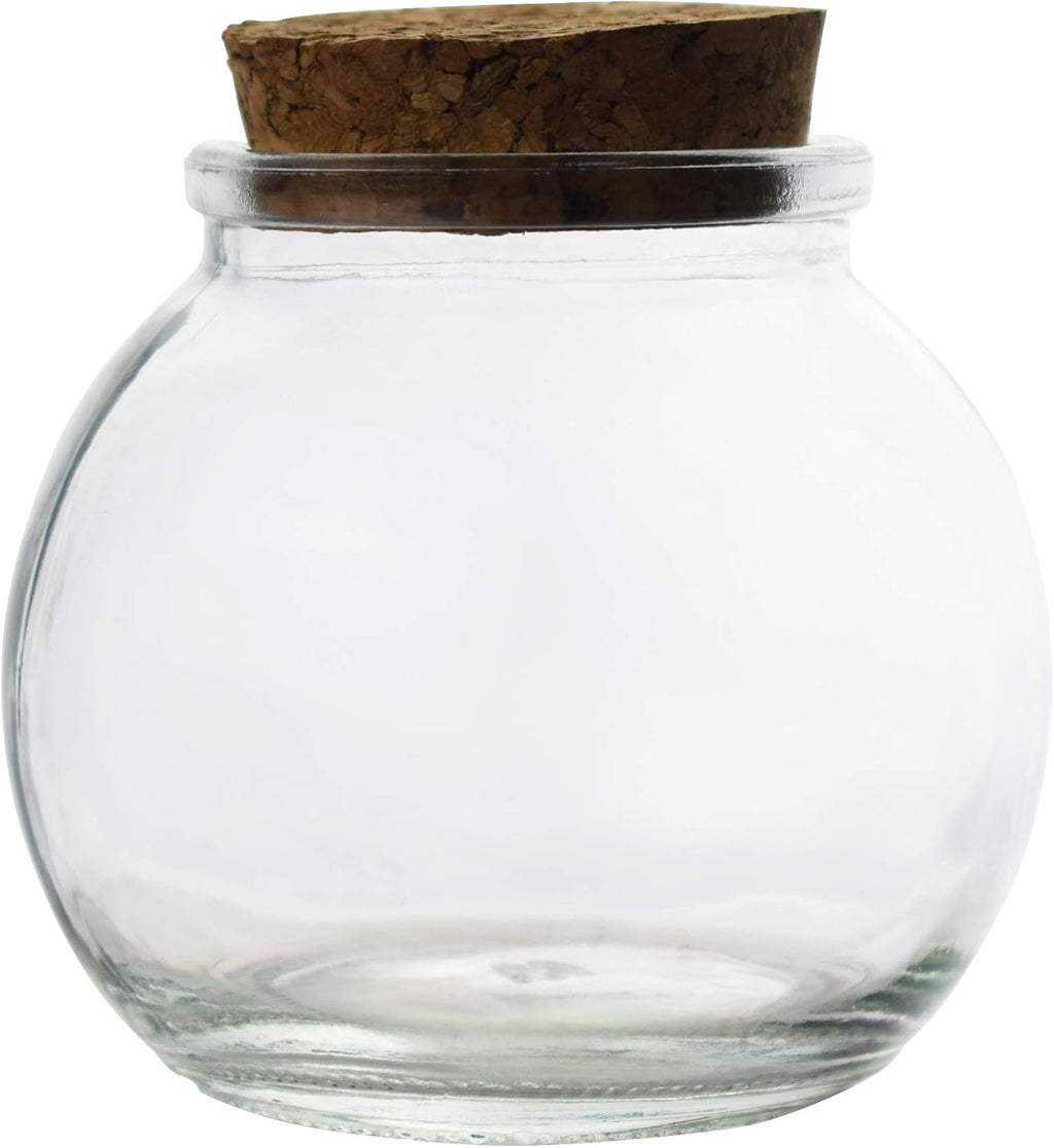 Clear Glass Bottle With Cork Stopper Assorted Shapes Bud Vases Jars Message Wish Bottle 1 Piece (Round Ball)