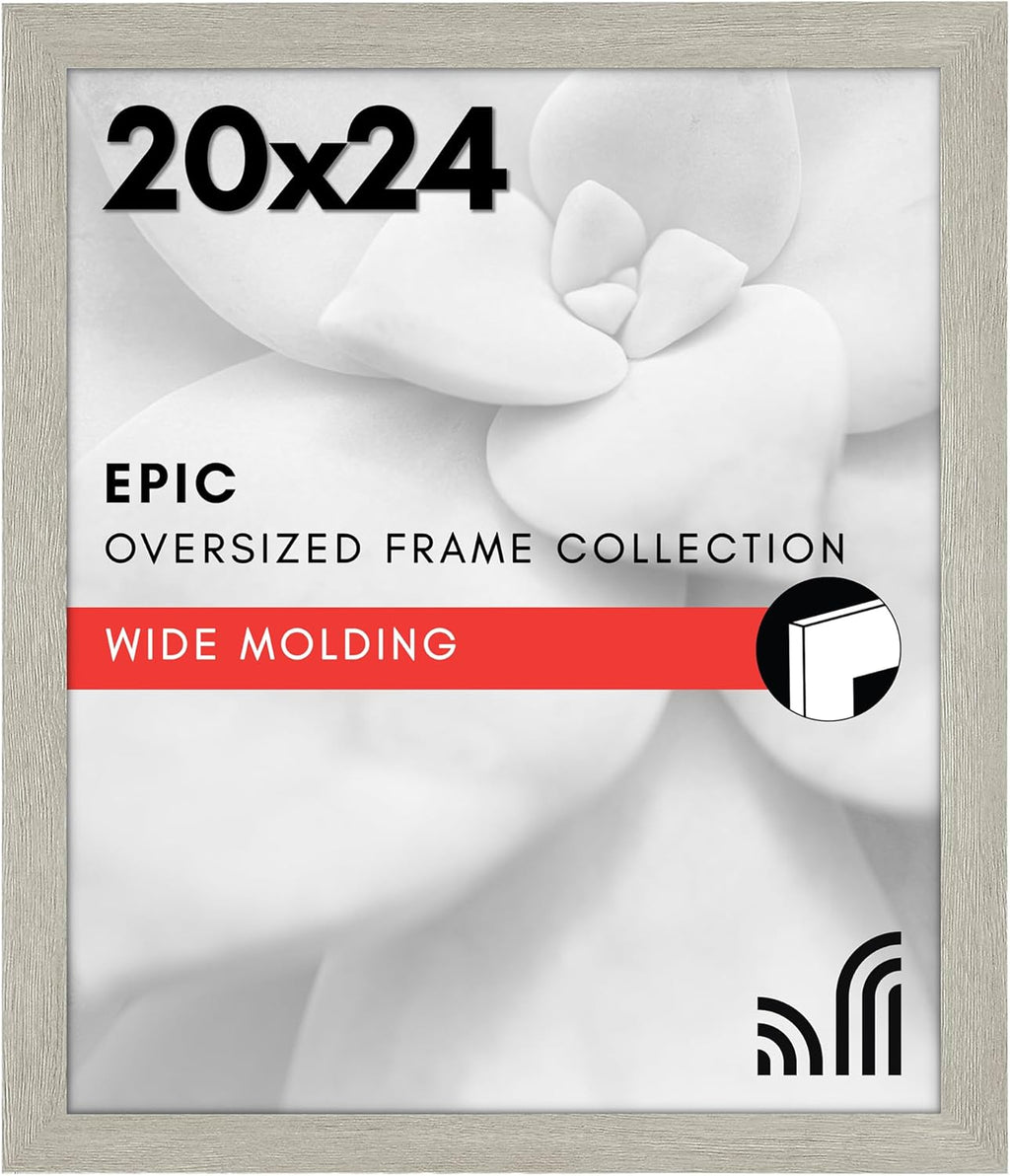 Americanflat 20x24 Picture Frame with Polished Plexiglass - Wide Picture Frames Made of Engineered Wood for Vertical or Horizontal Wall Display - Epic Collection - Grey