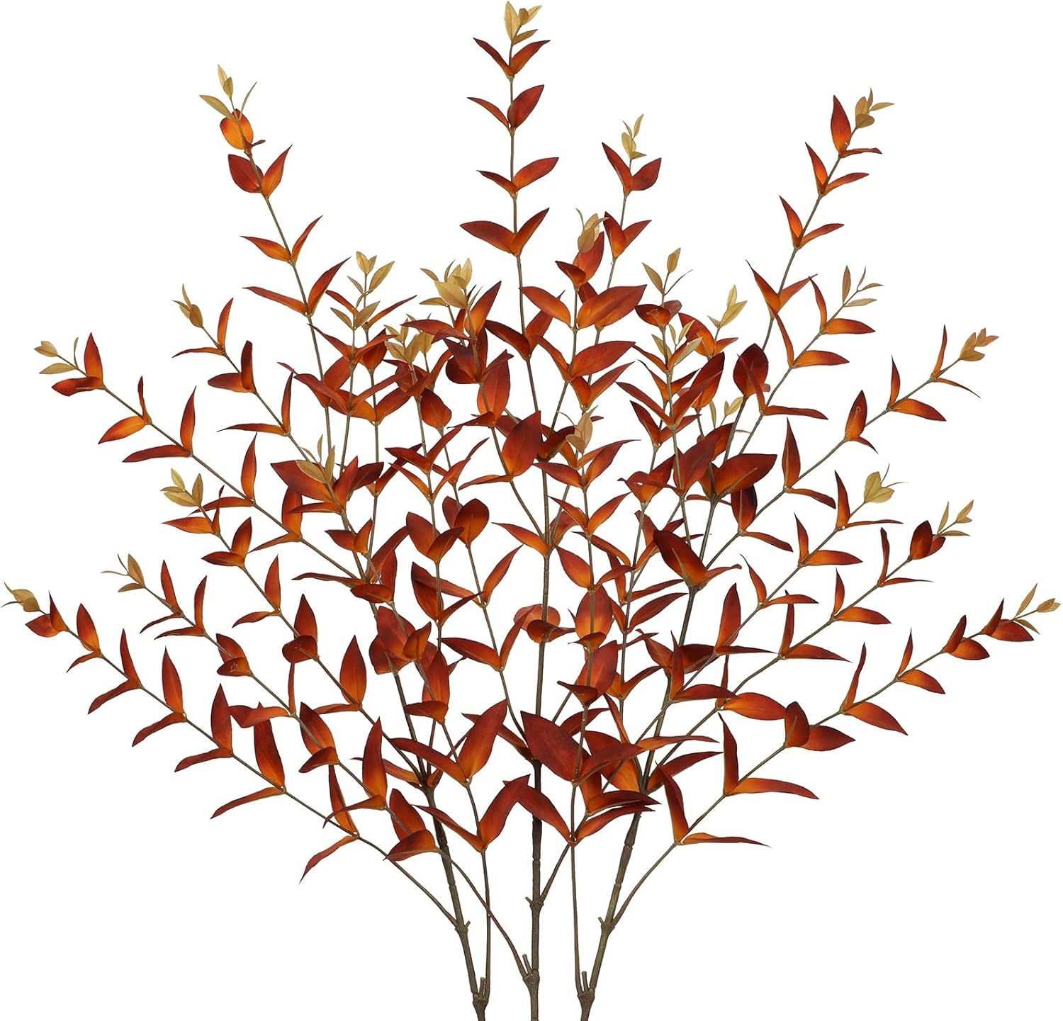 Briful 3PCS Artificial Fall Stems – 36.2" Long Stem Orange Leaf Branches, Autumn Foliage Branch for Fall Vase Filler, Thanksgiving Centerpiece, Harvest & Farmhouse Decoration