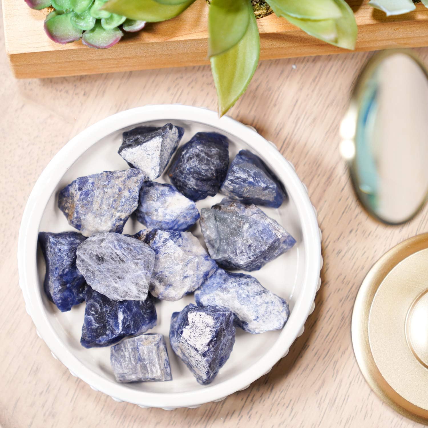 Crystal Allies 1 Pound Bulk Rough Blue Sodalite Reiki Crystal Healing Stones Large 1"