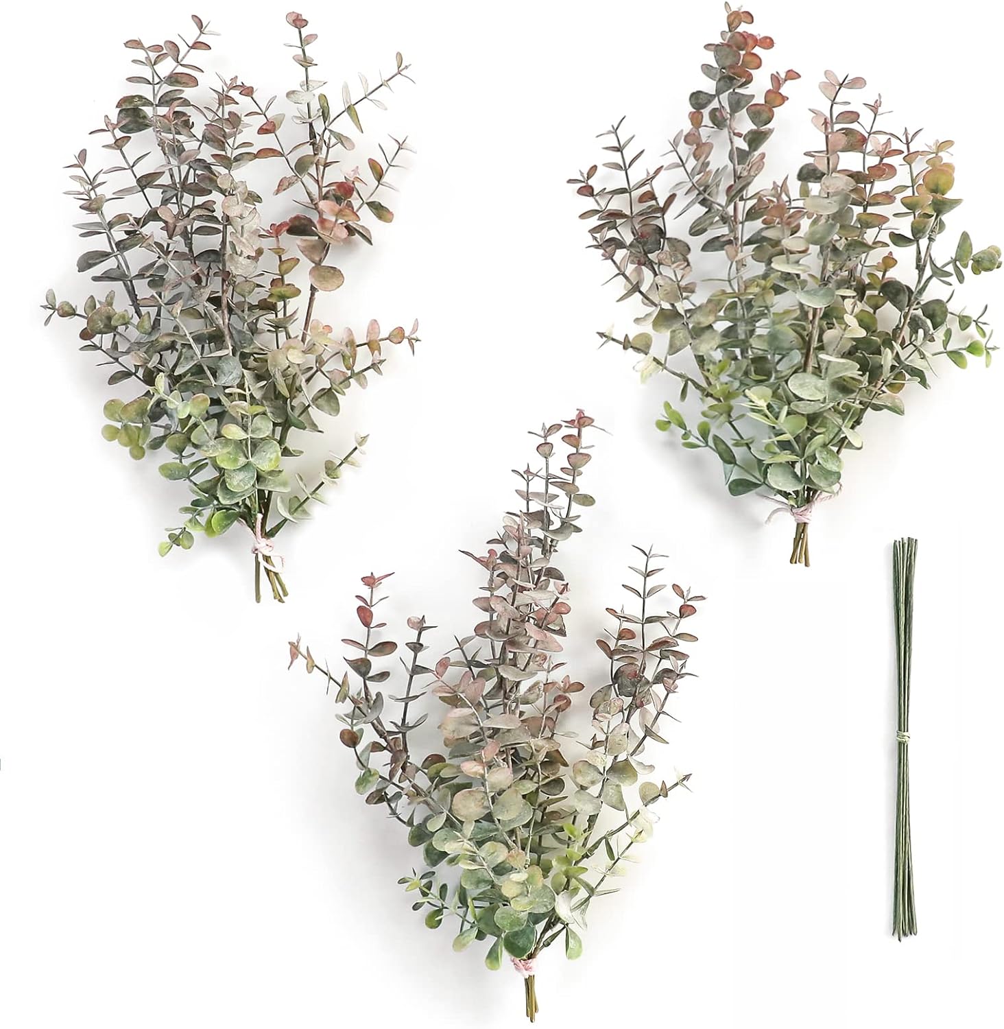 Floroom Artificial Spiral Eucalyptus Stems Faux Greenery Spray, 3pcs Best Filler Fake Plants for DIY Wedding Bouquet Table Centerpieces Floral Arrangement Home Decorations
