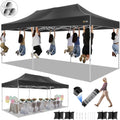 HOTEEL 10x20 Pop up Canopy Tent for Parties, Heavy Duty Easy Setup Tent Without Sidewalls, Outdoor Commercial Instant Gazebo for Wedding Event, with Roller Bag & Sand Bags, Black(Hexagonal Frame)