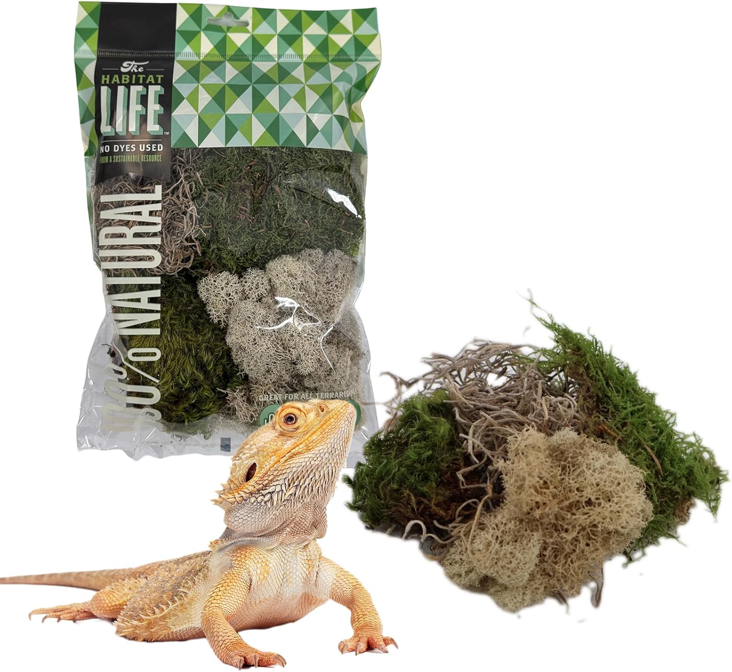 The Habitat Life - Natural Variety Pack - Mix of Reindeer, Mood, Sheet & Spanish Moss - for All Terrariums - Humidity Control - Breathable Bedding - Dye-Free & Safe - Small - 1 Pack
