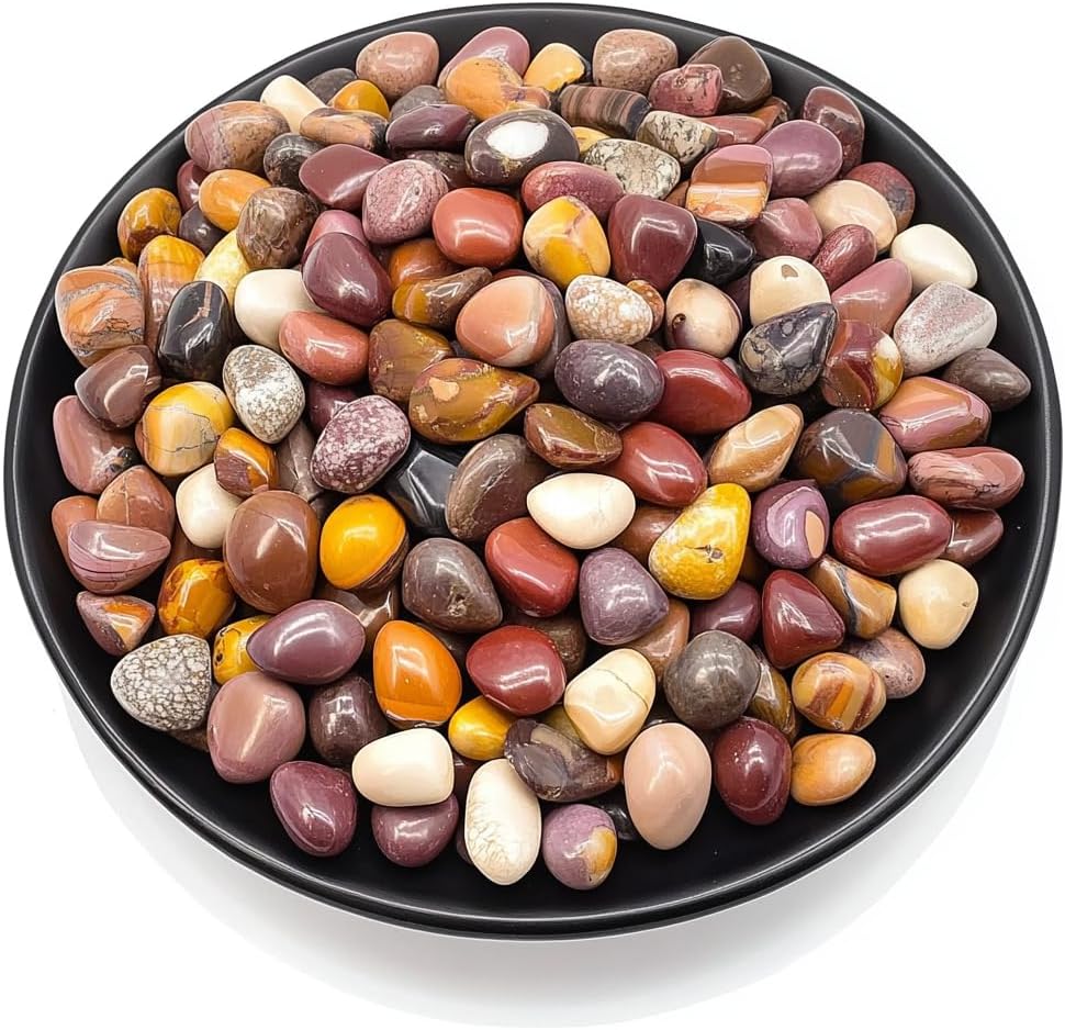 Polished Mookaite Jasper Crystal Chips 200 Pcs - 0.3" 10 oz Tumbled Stone Chips Crushed Sea Glass Stones Healing Reiki Crystal Making Home Decoration