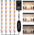 Mosthink Grow Lights Full Spectrum, LED Grow Lights Strips for Indoor Plants,Plant Lights with Auto On Off Timer 3 6 12H,5500K Dimmable Plant Growing Lamp with 204 White Red Blue LEDs, 4 Packs in 1