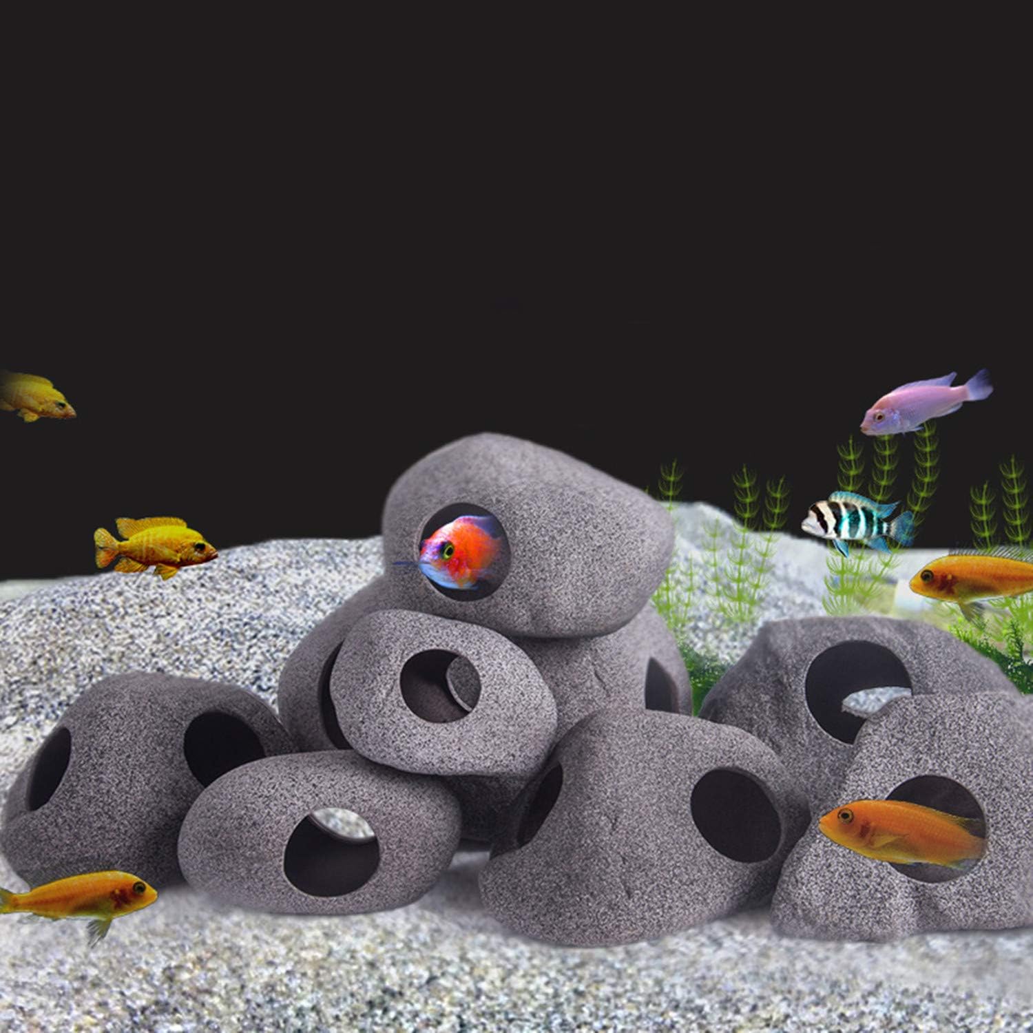 XMHF Aquarium Decoration Rock Caves, Hideaway for Shrimp Cichlid Hiding Breeding Spawning, Professional Hideout Decor for Fish
