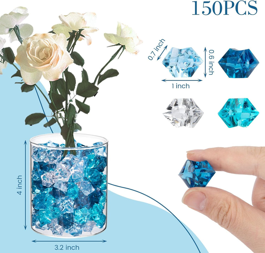DomeStar 150PCS Aquarium Rocks, Blue Stones for Vases Christmas Vase Fillers, Fish Tank Rocks Aquarium Tank Decor Winter Table Scatter Decoration