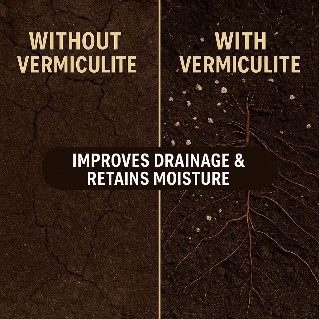 Horticultural Organic Vermiculite for Plants - Medium Grade - Natural Soil Additive for Gardening, Houseplants, Mushrooms, Potted Plants, Hydroponics, Terrariums (5 Quart)