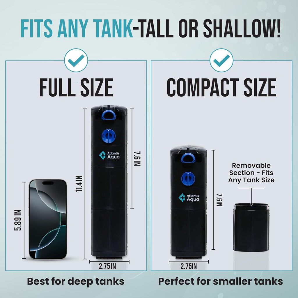 20 Gallon Fish Tank Filter up to 55 Gallons | Quiet Fish Tank Filter | Crystal Clear Water | Turtle Tank Filter | Submersible Aquarium Filter, Filter for Fish Tank, 50 Gallon Fish Tank Filter