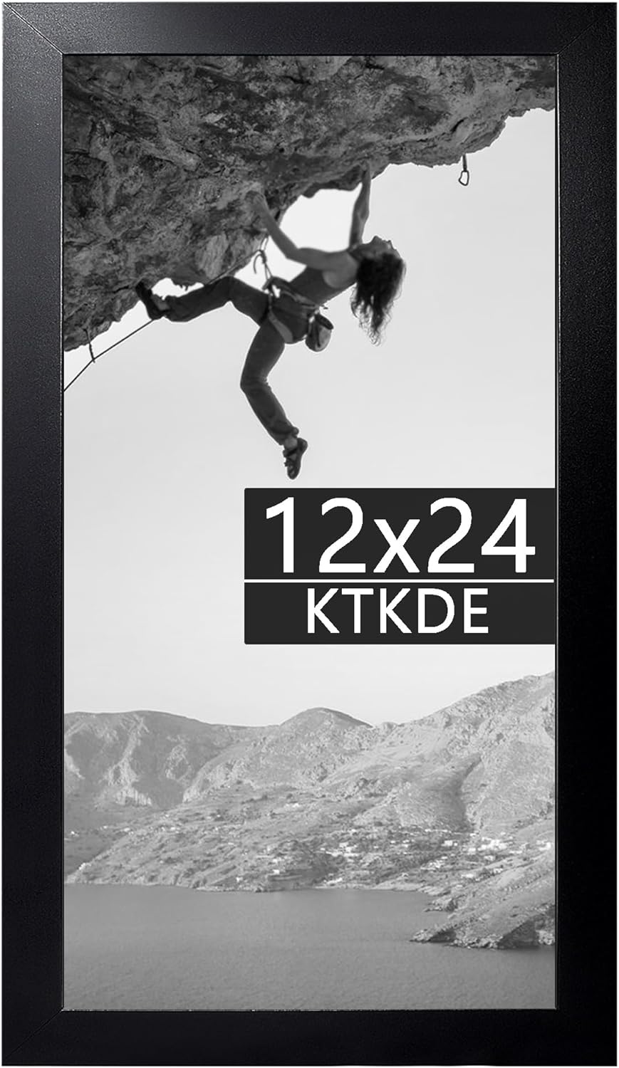 KTKDE 14x24 Studio Gallery 24x14 Poster Black Frame Wooden, Vertical & Horizontal Wall Hanging Picture Frame for Photos, Posters & Art Prints
