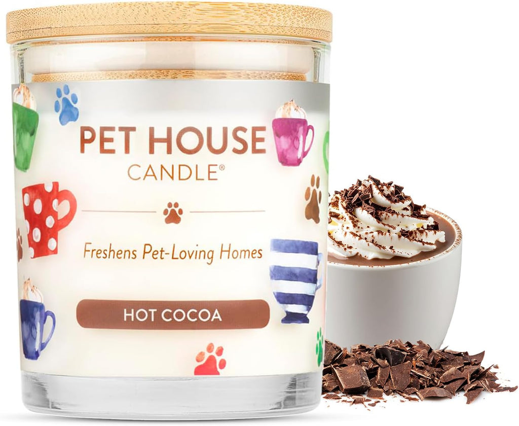 One Fur All Pet House Christmas Candles, Long Lasting, Clean Burning, Soy Wax Scented Pet Friendly Candles for Odor, Hot Cocoa