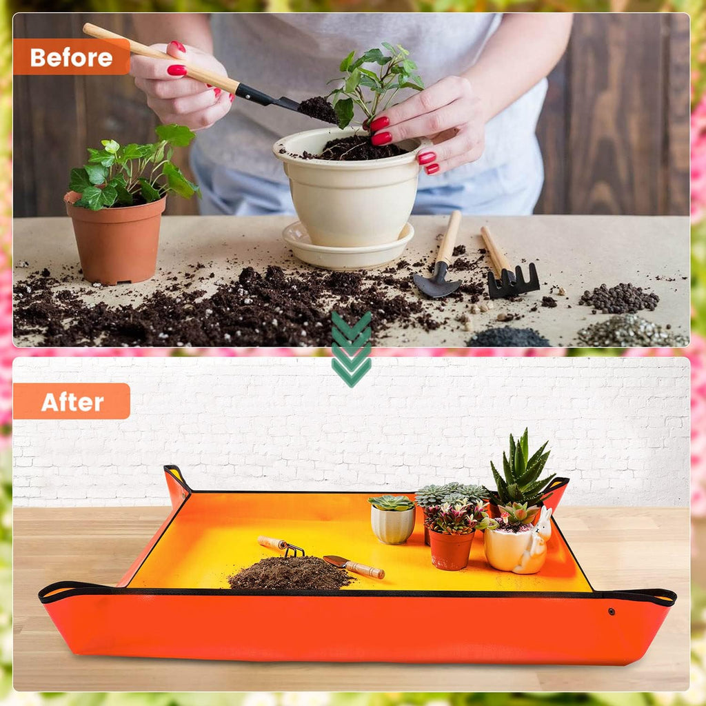 3PCS 39.5" x 31.5" Large Repotting Mat for Indoor Plant Care Control Dirt Portable Potting Tray Gardening Gifts for Women Men
