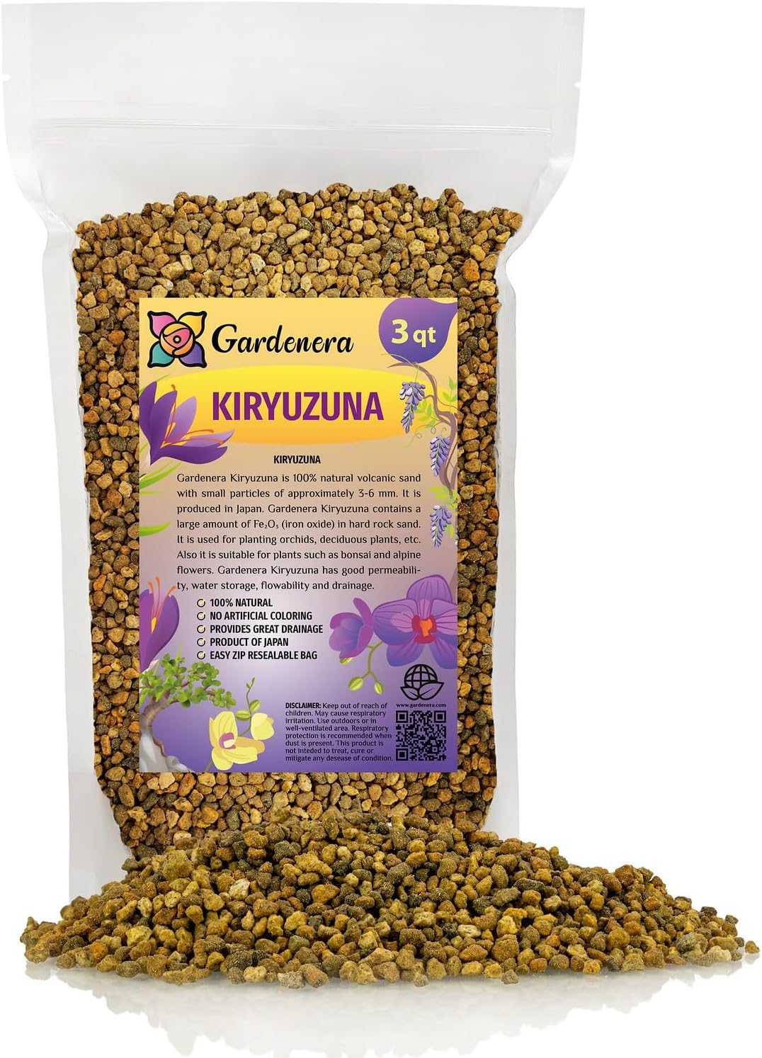GARDENERA Premium Kiryuzuna - Essential Bonsai Care Solution for Soil Health and Structure - 3 Quarts