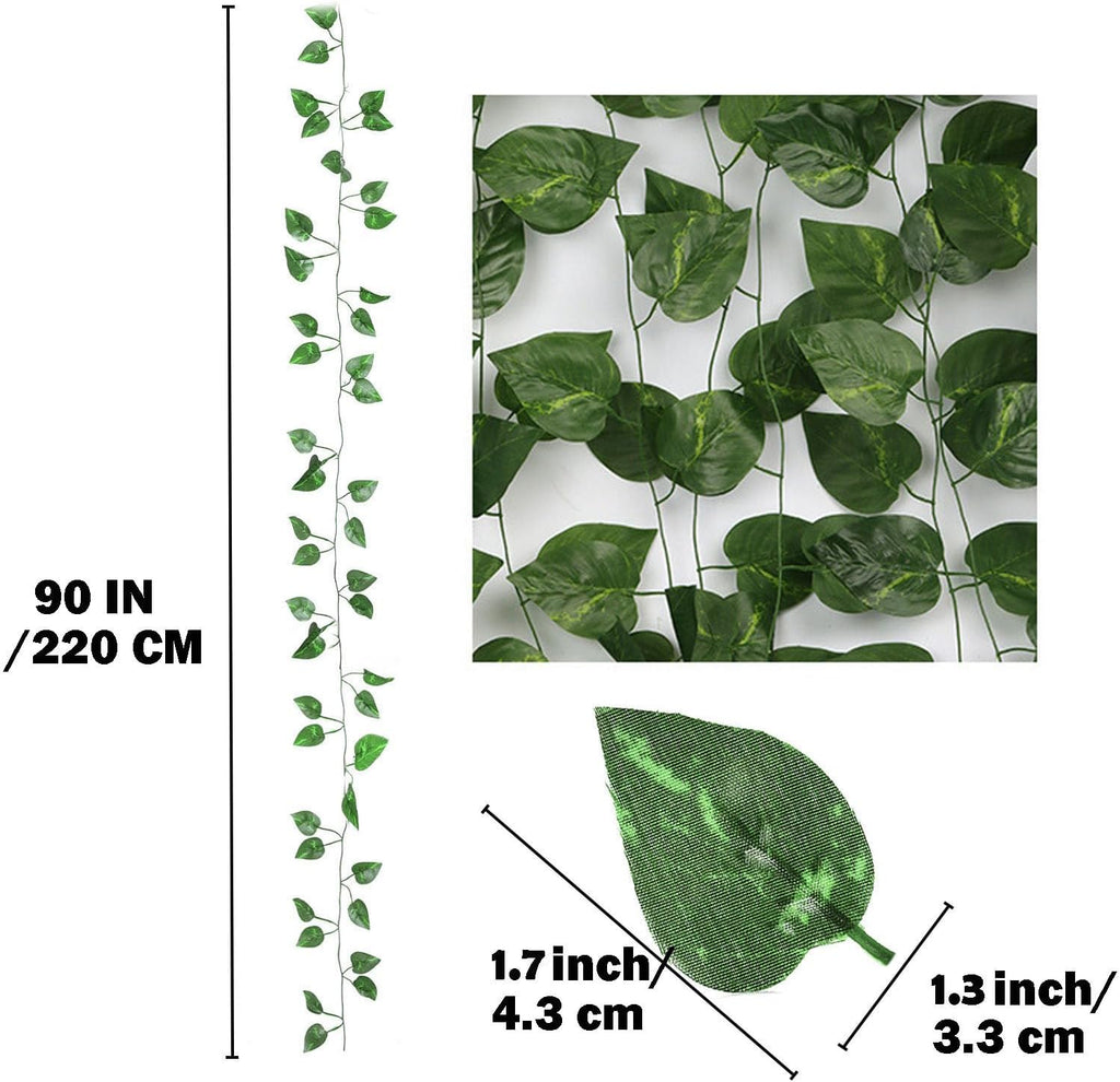 180 Feet 24 Pack Fake Greenery Hanging Garland, Ivy Leaf Plants, Vine Leaves, Fake Flowers Foliage for Bedroom Garden Wall Decor