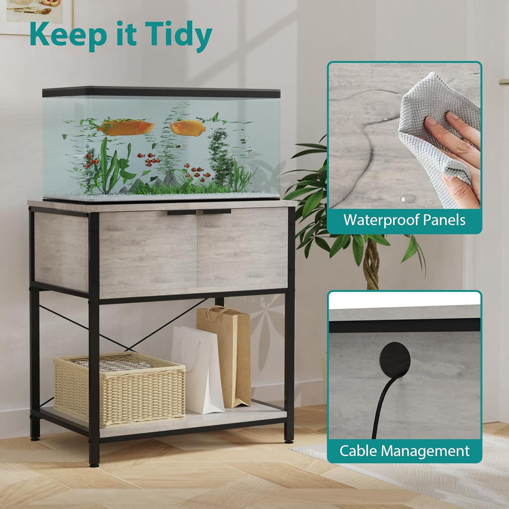 TFK 20-29-37 Gallon Fish Tank Stand, Aquarium Stand with Cabinet Storage for Aquarium Stand, Cabinet for Fish Tank Accessories Storage, Heavy Duty Tank Stand for Home Office Turtle Reptile Tank Stand