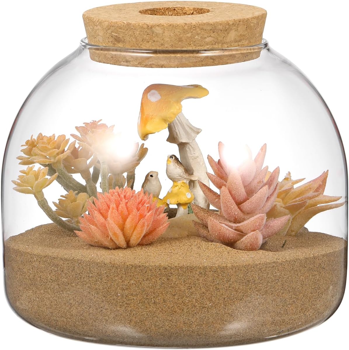 Happyyami Glass Terrarium Jar with Wood Cork Hydroponic Plants Container Small Fish Tank Bowl Micro Landscape Glass Cork Bottle