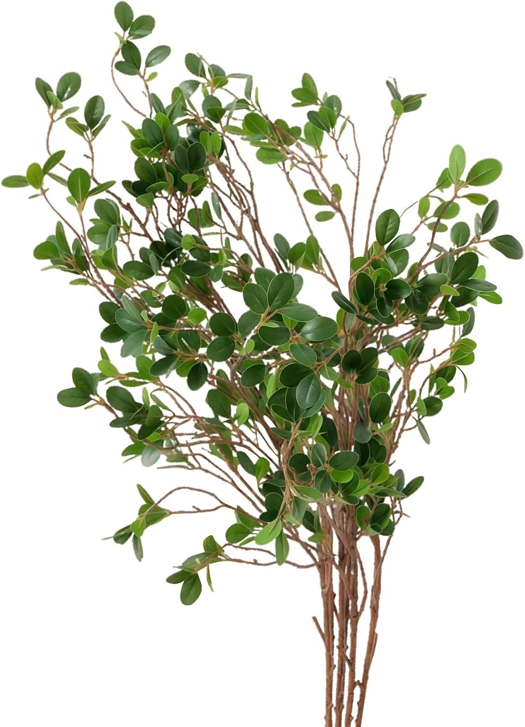 OMISTAR 6 Pcs Artificial Plants Green Milan Leaf Branches, 45 in Faux Greenery Stems for Vase, Bendable Branches, Realistic Green Leaves for Home Decor, Indoor Outdoor